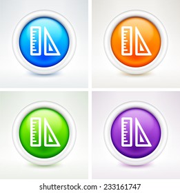 School Supplies on Multi Color Round Buttons