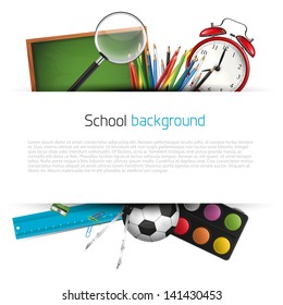 School supplies on white background with place for text