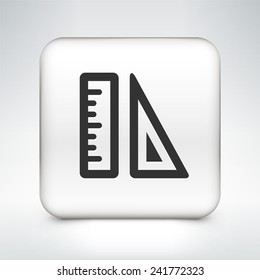 School Supplies on White Square Button