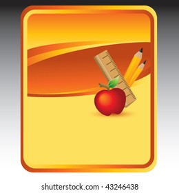 school supplies orange background