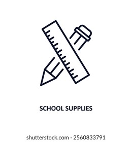 school supplies outline icon.  Thin line icon from education collection. Editable vector isolated on white background