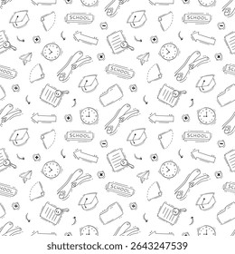 school supplies pattern, education seamless pattern, doodle school seamless pattern, hand drawn education pattern background, doodle school background	