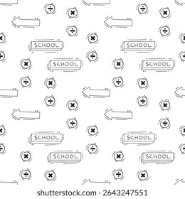 school supplies pattern, education seamless pattern, doodle school seamless pattern, hand drawn education pattern background, doodle school background	