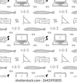school supplies pattern, education seamless pattern, doodle school seamless pattern, hand drawn education pattern background, doodle school background