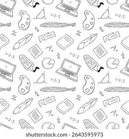 school supplies pattern, education seamless pattern, doodle school seamless pattern, hand drawn education pattern background, doodle school background