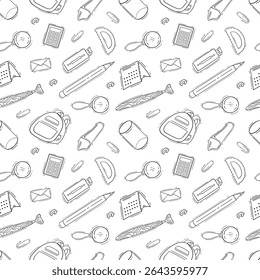school supplies pattern, education seamless pattern, doodle school seamless pattern, hand drawn education pattern background, doodle school background
