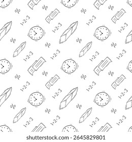 school supplies pattern, education seamless pattern, doodle school seamless pattern, hand drawn education pattern background, doodle school background