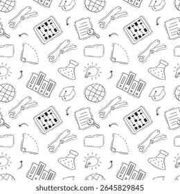 school supplies pattern, education seamless pattern, doodle school seamless pattern, hand drawn education pattern background, doodle school background