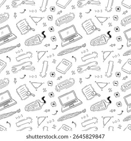 school supplies pattern, education seamless pattern, doodle school seamless pattern, hand drawn education pattern background, doodle school background