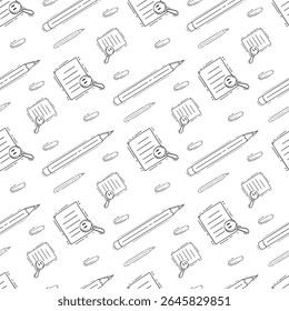 school supplies pattern, education seamless pattern, doodle school seamless pattern, hand drawn education pattern background, doodle school background