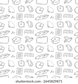 school supplies pattern, education seamless pattern, doodle school seamless pattern, hand drawn education pattern background, doodle school background