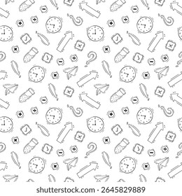school supplies pattern, education seamless pattern, doodle school seamless pattern, hand drawn education pattern background, doodle school background