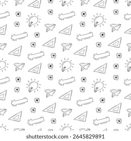 school supplies pattern, education seamless pattern, doodle school seamless pattern, hand drawn education pattern background, doodle school background