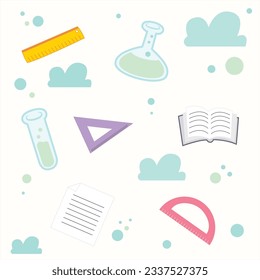 School supplies patterned background vector illustration