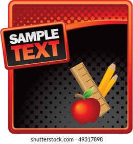 school supplies red and black halftone template