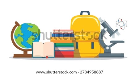 School Supplies and Science Equipment vector Illustration