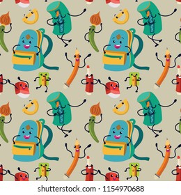 School supplies seamless pattern, vector endless texture.
