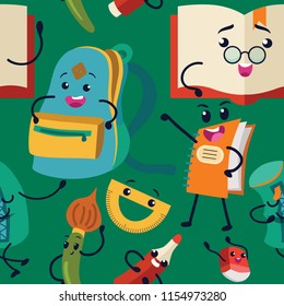 School supplies seamless pattern, vector endless texture.