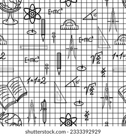 School supplies, seamless pattern, vector illustration