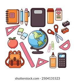 School supplies set. Back to school.