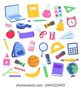 School supplies set. Back to school icon set.