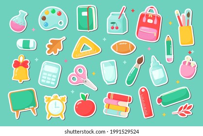 Set of school items object supplies and accessor Vector Image