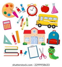 School supplies set clipart. Back to school element