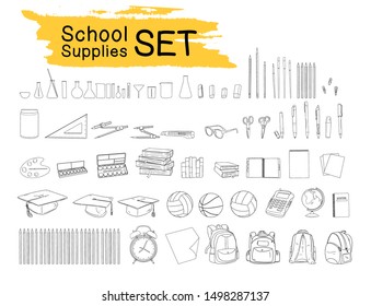 School supplies set collection for template design