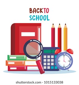 school supplies set icons