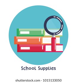 school supplies set icons