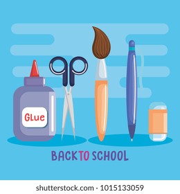 school supplies set icons
