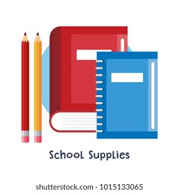 school supplies set icons