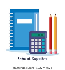 school supplies set icons