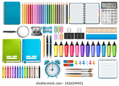 School supplies set. Vector illustration.