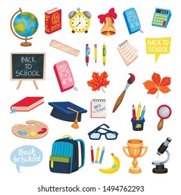 School supplies set. Vector illustration on a white background.
