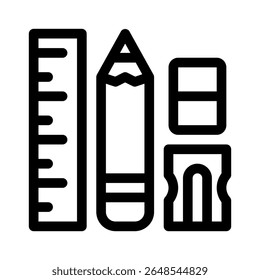 School supplies. Simple vector symbol used for school, travel, or education themes. Clean linear design, editable stroke, isolated on white.