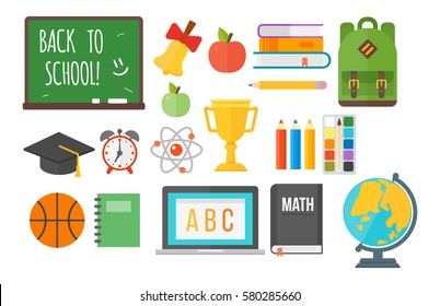 School supplies stationery equipment vector illustration.