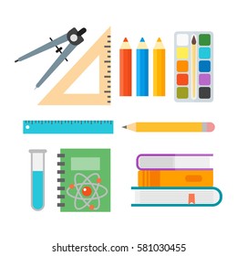 School supplies stationery equipment vector illustration.