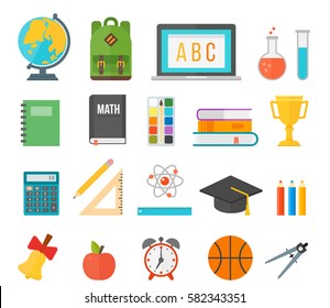 School supplies stationery equipment vector illustration.