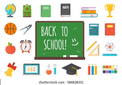 School supplies stationery equipment vector illustration.