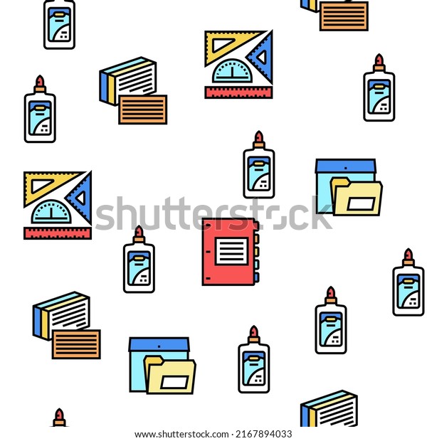 School Supplies Stationery Tools Vector\
Seamless Pattern Thin Line\
Illustration