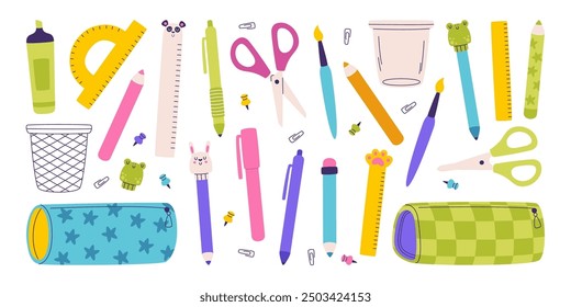 School Supplies Stationery Vector Illustration