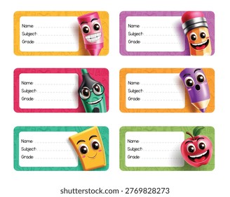 School Supplies Student Name Tag Template Clipart Set. Back to school student name tag template with cute character designs collection of school label, subject and grade cards for student identification and printable labels clip art vector illustration.
School Supplies Student Name Tag Template Clipart Set. Back to school student name tag template with cute character designs collection of school label, subject and grade cards for student identification and printable labels clip art vector illustration.