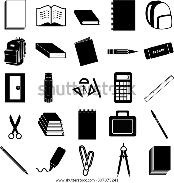 School Supplies Symbols Set Stock Vector (Royalty Free) 307873241 ...