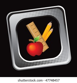 school supplies tilted silver halftone web icon