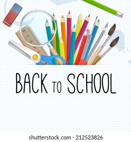 School supplies tools vector background  vector background with place for text. isolated from background. layered.