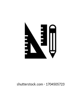 School supplies vector icon in black solid flat design icon isolated on white background