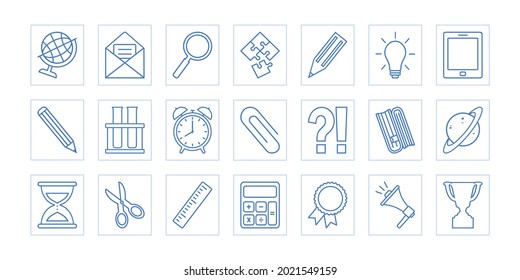 School supplies vector icon, business or office stationery isolated on white background. Education illustration