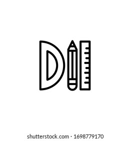 School supplies vector icon in linear, outline icon isolated on white background