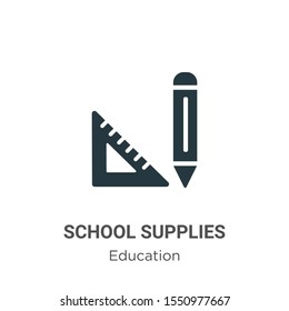 School supplies vector icon on white background. Flat vector school supplies icon symbol sign from modern education collection for mobile concept and web apps design.